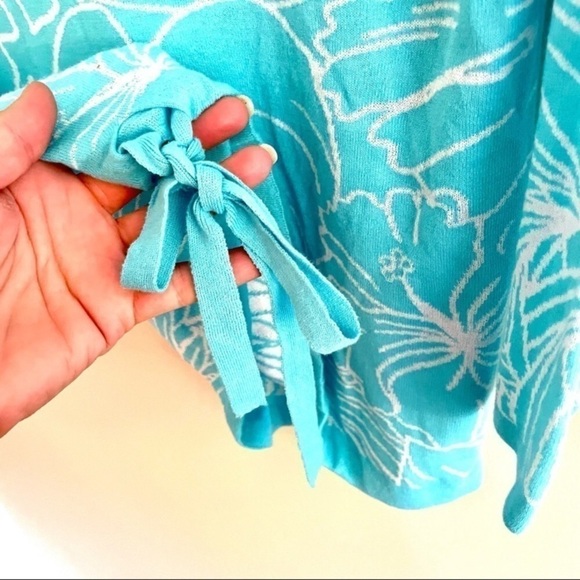 Tommy Bahama Aqua and White Island Bloom Tie Sweater Sz XS - Picture 6 of 6